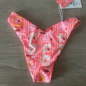 Maaji Peach Flowers Valering Regular Rise Double V Bikini Bottom